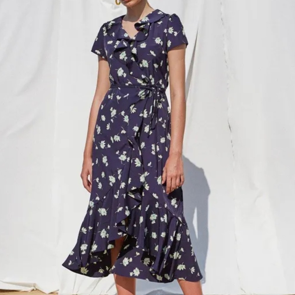 Elika Wrap Dress Navy